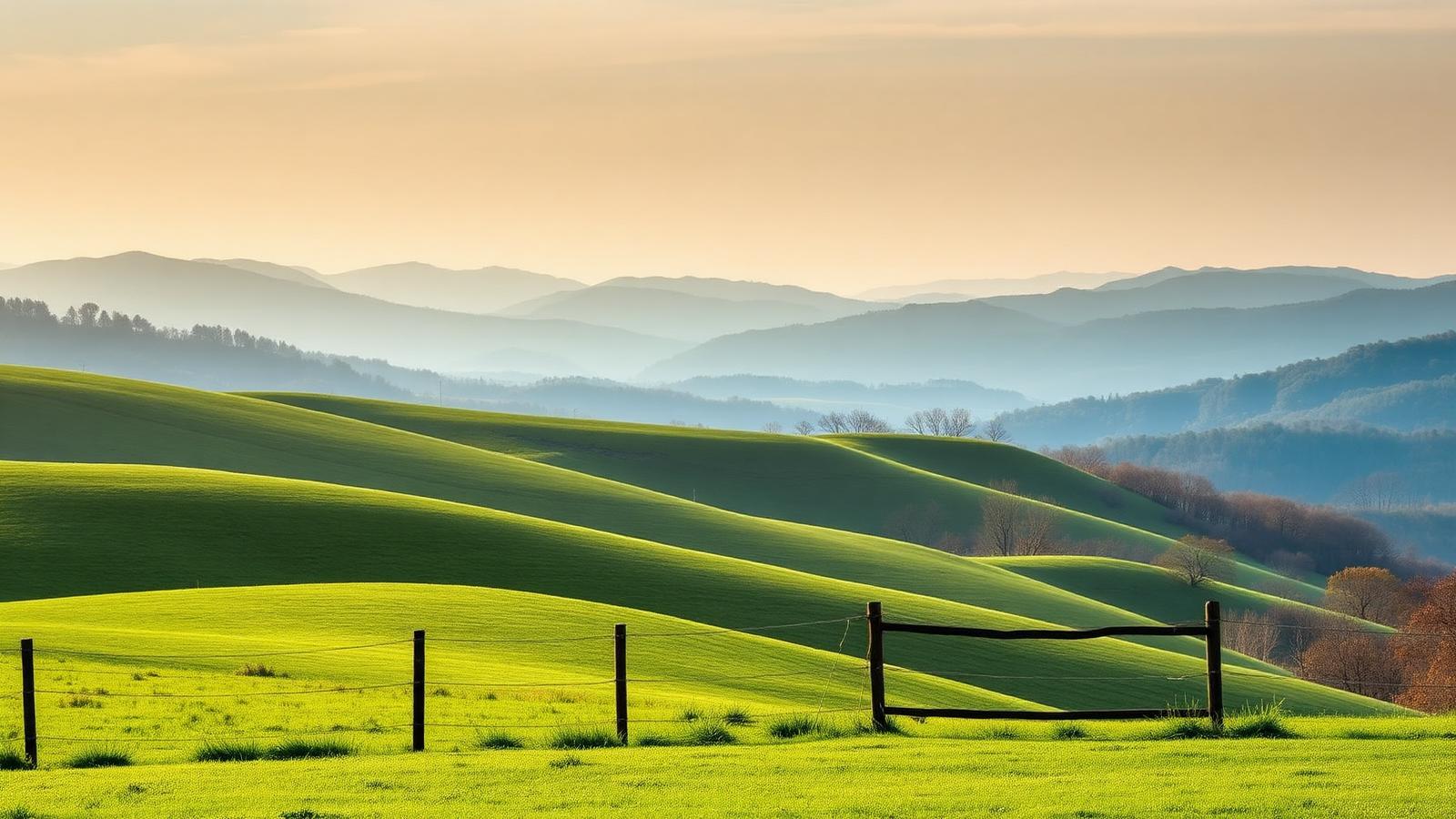 Rolling pastureland in the Shenandoah Valley near the Blue Ridge foothills, typical of Virginia's mid-priced agricultural acreage