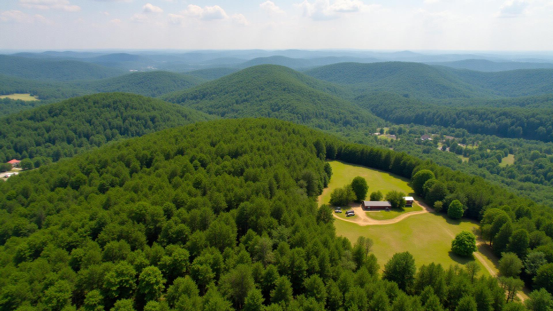 Beautiful land for sale in Walker County, Alabama with rolling hills and forests