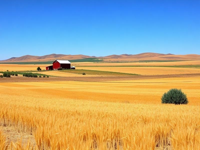 Eastern Washington Palouse wheat fields with red barn