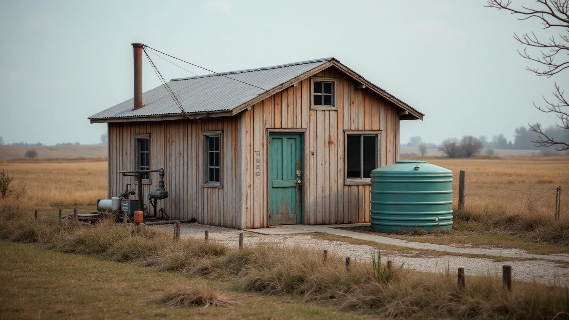 Well and water infrastructure showing groundwater rights on rural property