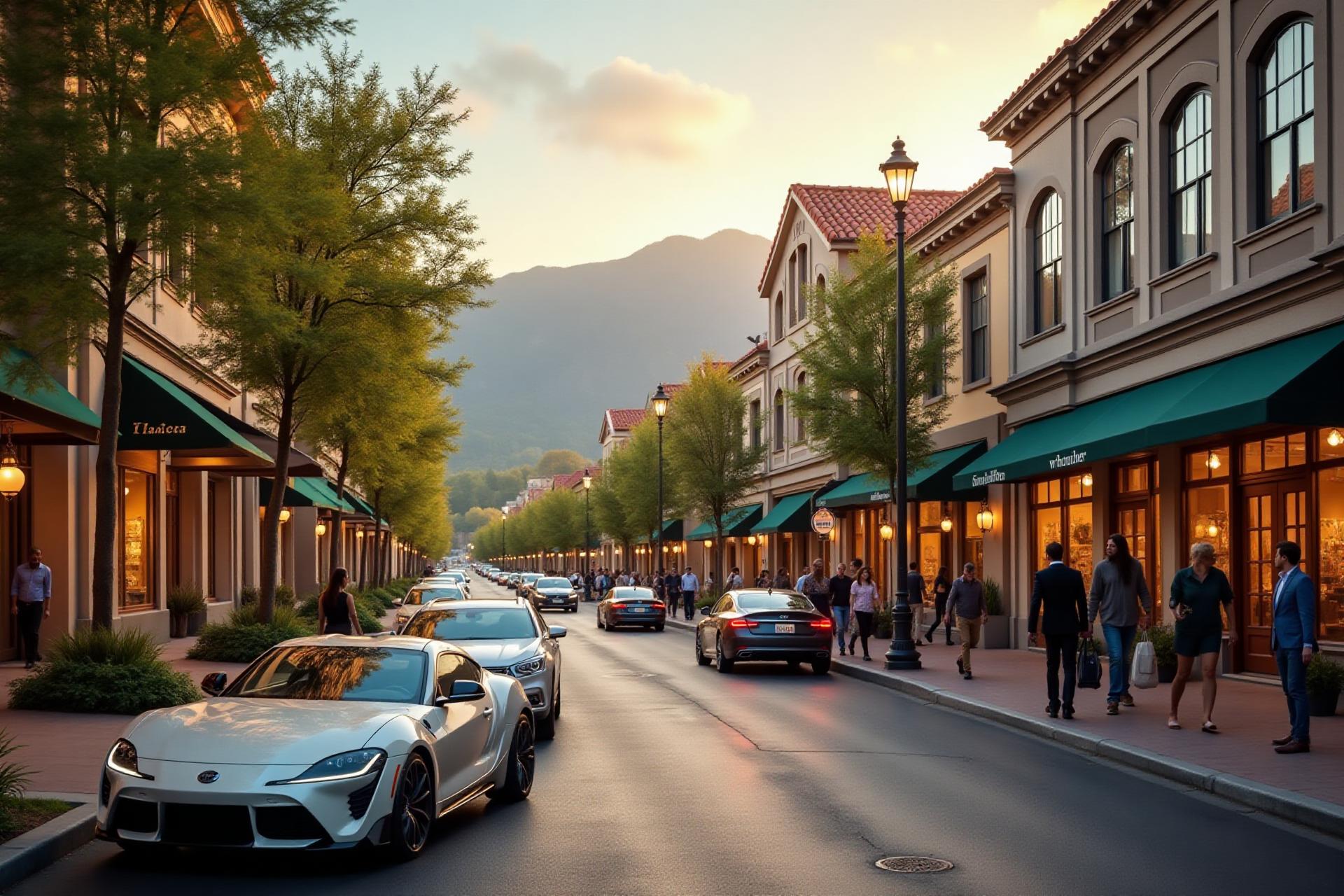 Affluent small town main street in America