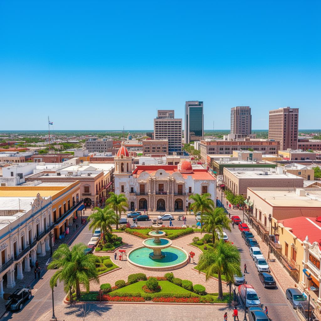 Historic downtown Laredo, Texas plaza