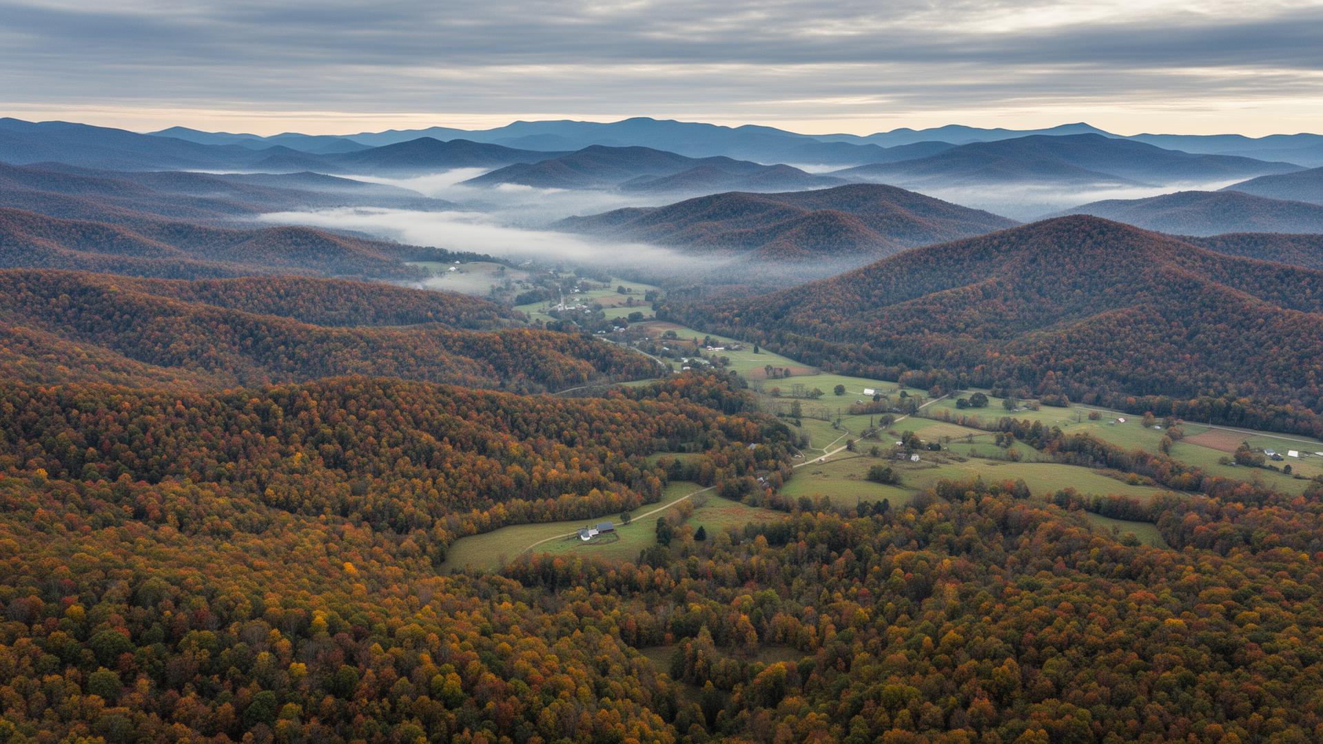 Wise County Virginia Appalachian mountain landscape with forested ridges and valleys