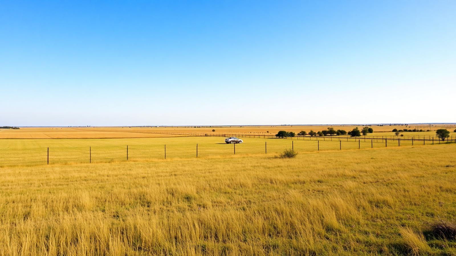 Open ranch land with fence lines in Wise County